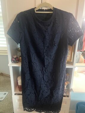 Lauren Ralph Lauren Dark Navy Floral Lace Midi Dress